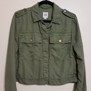 GAP Cropped Utility Jacket Olive Green Size M